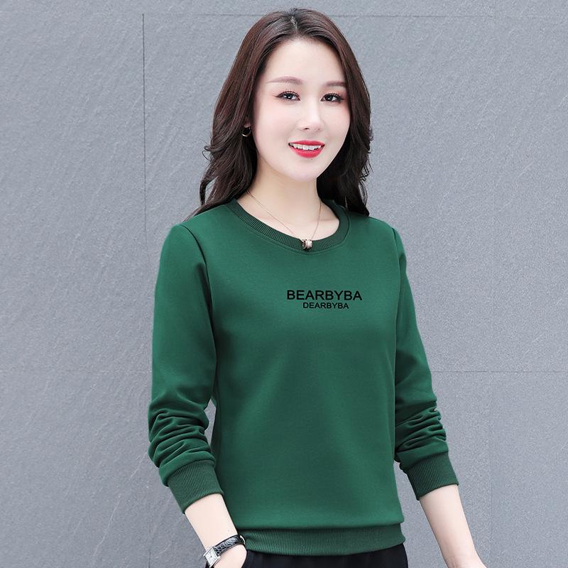 Женская толстовка с круглым вырезом – весна/осень 2025, длинный рукав, модный бархатный топ Plus