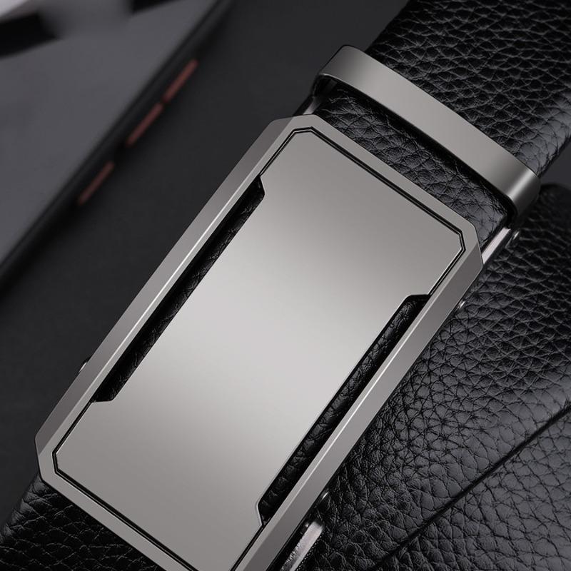 Meier First-layer cowhide automatic buckle men belt genuine leather business genuine black pants wide waistband