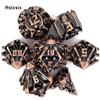 7 Pcs Copper Bat Metal Dice Solid Metal Polyhedral Dice Set Suitable for Role-Playing RPG Board Game Card Game