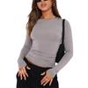 Women's Casual Slim Long-Sleeve T-Shirts - Solid Color Streetwear Tops for Spring & Autumn.
