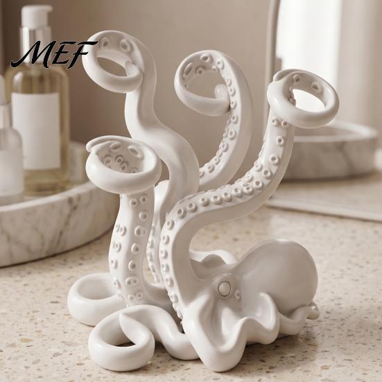 Novelty Home Decor 3D Printed Octopus Toothbrush Holder, Creative Space Saving Desk Organizer, Durable Stationery Holder PLA Material Stable