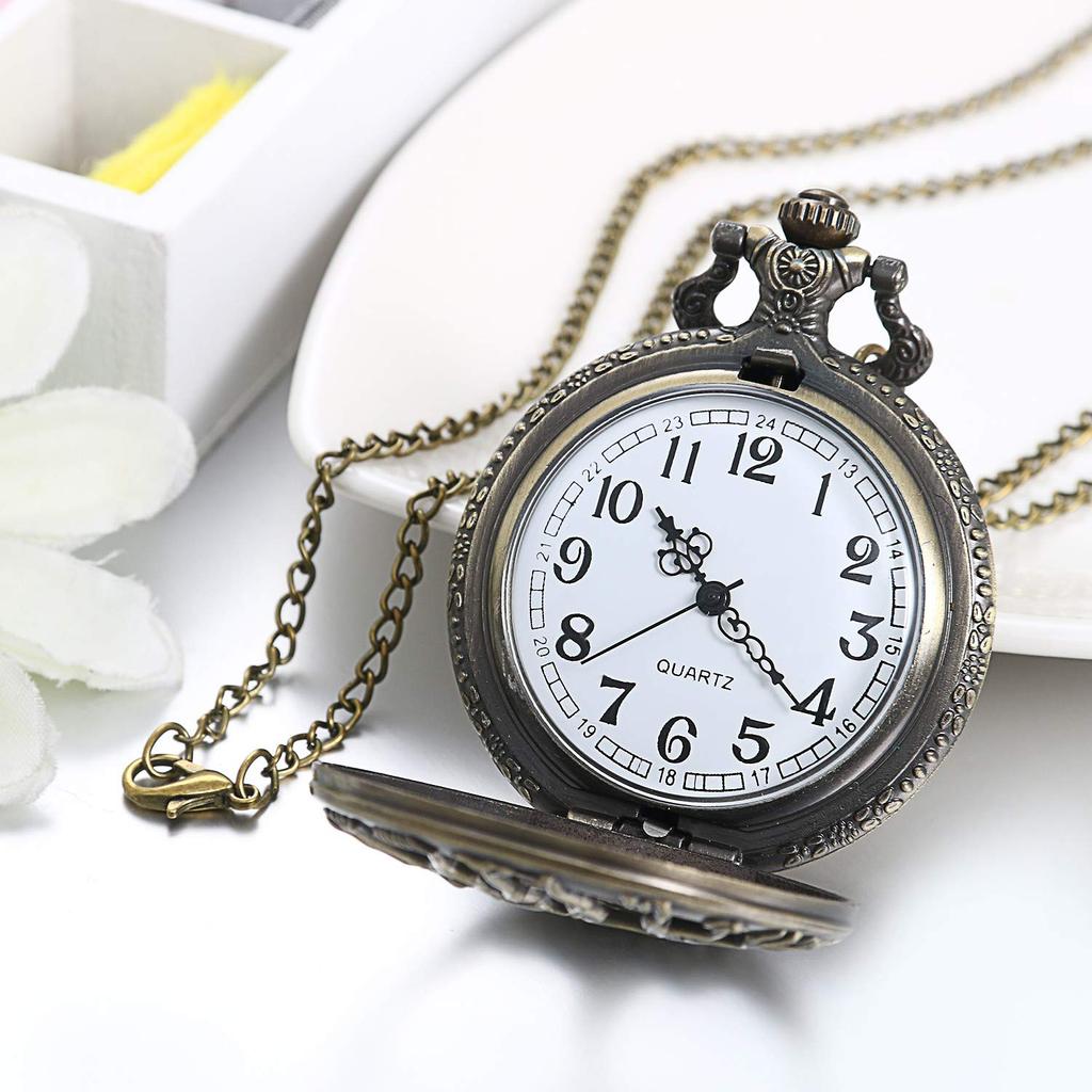 JewelryWe Pocket Watch Pendant Tree of Life Skeleton Retro Antique Style Analog Pocket Watch Necklace Clock Suitable for Men and Women Cosplay Event