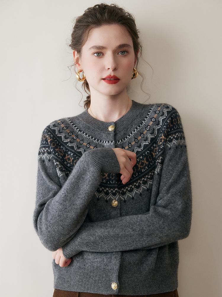 Женский кашемировый кардиган Fair Isle к 25-летию - Ретро, Мягкий и Пушистый Дизайн