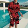 Summer Casual Breathable and Refreshing Sports Suit Oversized Men's Top Y2K Style 3D Printed Format Pattern Short Sleeve T-Shirt Man 2-Piece