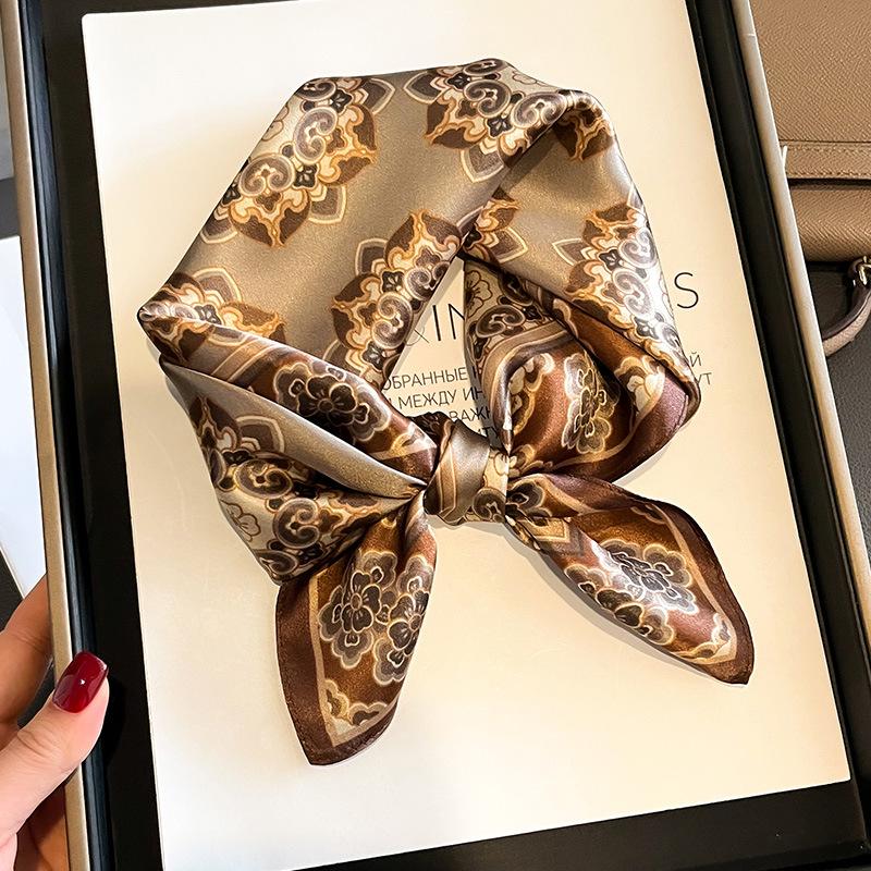 New 100% Natural Real Silk Women Scarf Printed Scarfs Bandana Women Square Scarves Hijab Shawls Warp Neckerchief Female Foulard