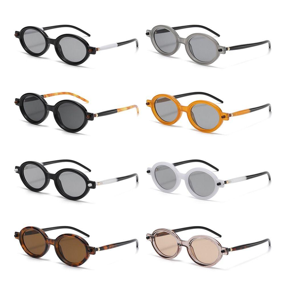 Fashion Small Oval Sunglasses Retro Round Frame Sun Glasses Hip Hop Men's Shades Trendy Beach/Travel/Streetwear Eyeglasses