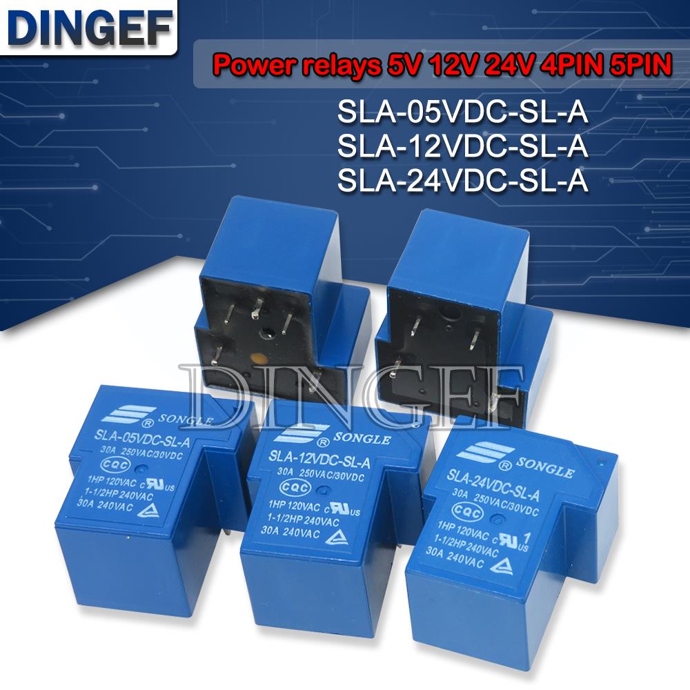 Power relays SLA-05VDC-SL-A SLA-09VDC-SL-A SLA-12VDC-SL-A SLA-24VDC-SL-A 5V 9V 12V 24V 30A 4PIN DIP4 T90 Time Relay 5PIN Relays 5