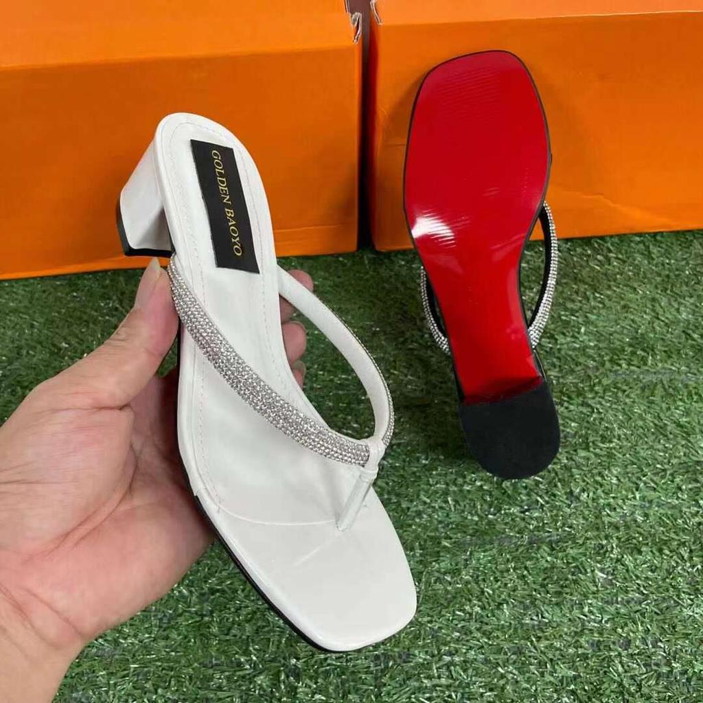 Туфли на тонком каблуке Женские тапочки Уличные шлепанцы Резиновые шлепанцы Мюли на каблуке Низкие пантофли Черные сандалии Гавайские высокие блестки