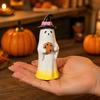 Fun Halloween Gifts for Kids Cute Ghost Ornament, Resin Figurines with Cake/Cookie Design Desktop Fireplace Home Holiday Party Decoration Shelf