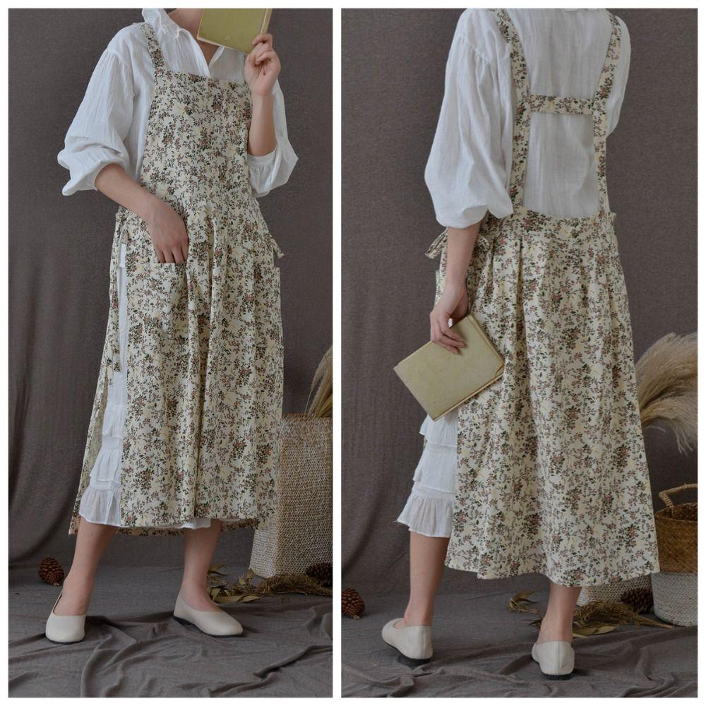 Кухонный фартук с цветочным принтом, элегантный фартук для уборки, фартук художника для цветочного магазина, сад