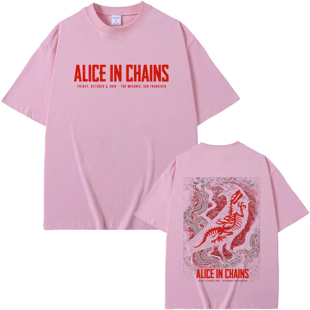 Hot Rock Band Alice in Chains Tshirt Summer Male Casual Soft Cotton T Shirts Unisex Unisex Clothing Gothic Punk Tees Streetwear