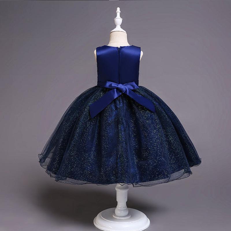 5-14yrs Baby Girl Flower Sequin Dress High Quality Party Princess Dress Children Dress