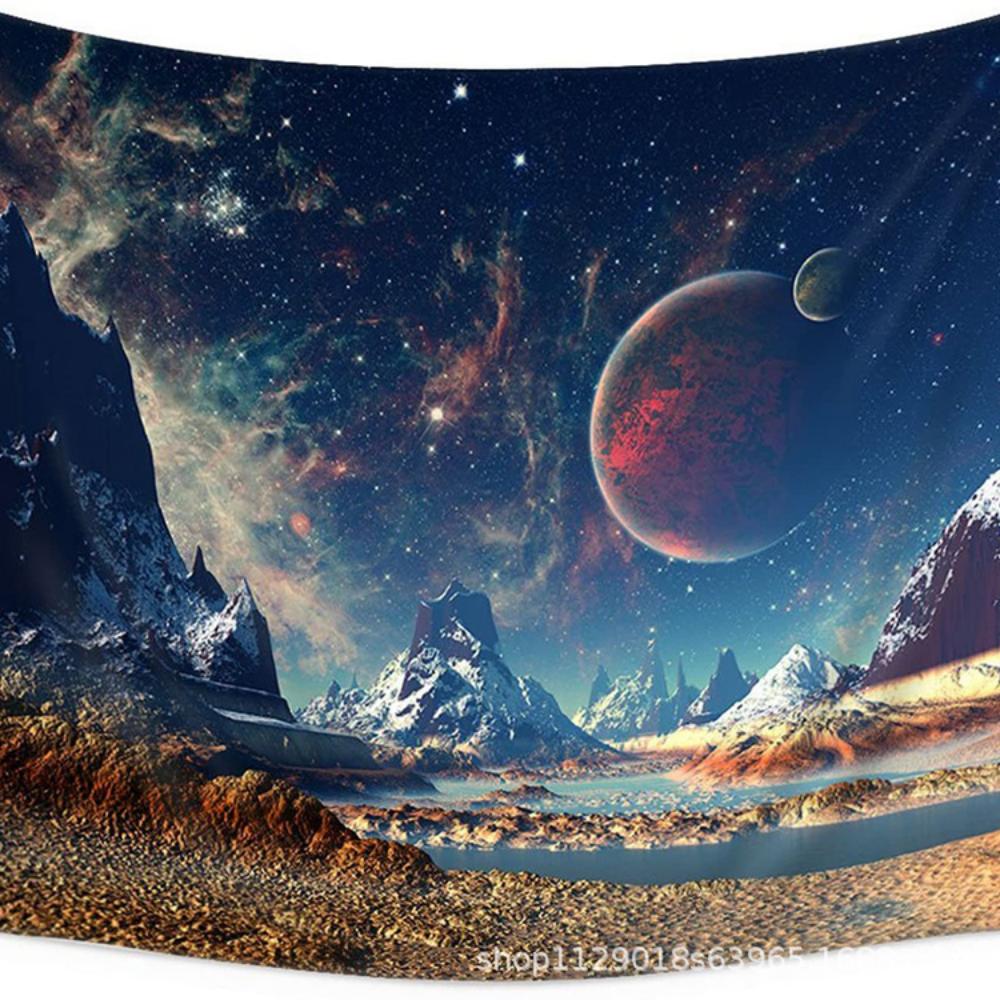 Cosmic Solar System Hanging Cloth Art Background Cloth Galaxy Space Planet Tapestry Science Fiction Planet Background Cloth