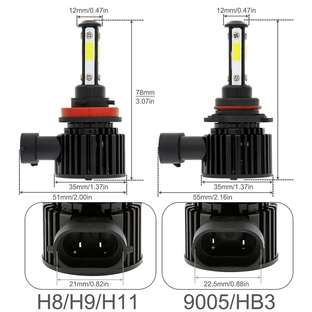 9005/HB3 H8/H9/H11 LED Bulbs Combo High Brightness 6000K White Mini Car LED Headlight Lamps
