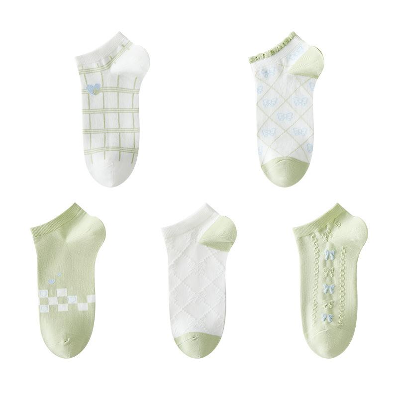 Женские летние тонкие спортивные повседневные носки из чистого хлопка, сетчатые, дышащие, не скатывающиеся, с антибактериальным эффектом и влагоотводящие, бесшовные