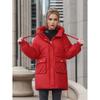 Autumn and Winter Women's Padded and Thickened Outerwear Warm Medium Length Solid-coloured Loose Comfortable Zip Paragraph Hooded Outerwear