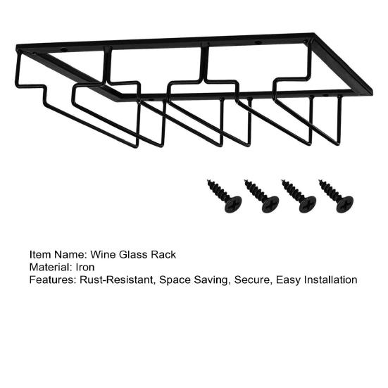 Трехъярусная полка для бокалов для вина, Черный металлический держатель для сушки бокалов, Органайзер, Крепление под шкаф