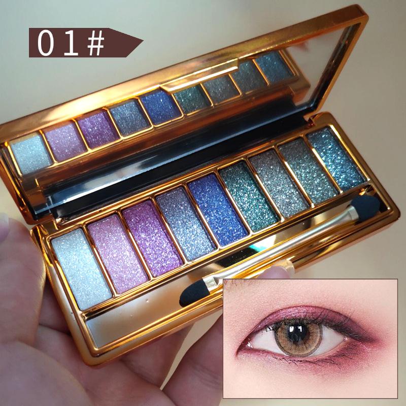 9 Color Eye Shadow Fine Shimmering Pearly Shimmering Super Shimmery Mashed Potato Texture Eye Shadow