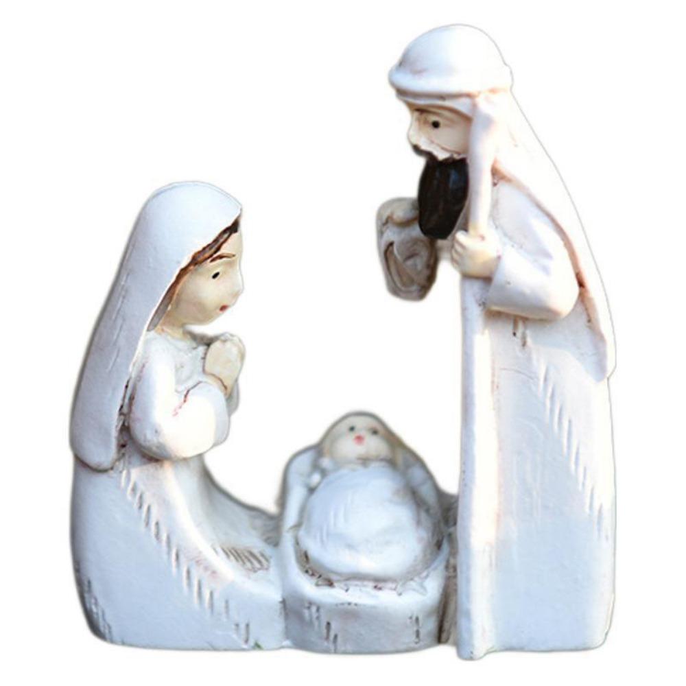 Cute Jesus Birth Sculpture Cartoon Religious Resin Statue Christmas Manger Ornaments Home Decor