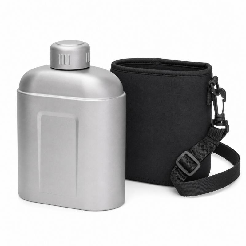 1100ml Pure Titanium Water Bottle Ultralight Camping Canteen with Carry Sleeve Leak-Resistant Cap for Hiking Travel 6