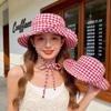 Lattice Y2k Fishmen Hat UV Protection Bucket Hat Fashion Wide Brim Sun Hat  Fishing