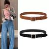 Корейский Искусственный Замшевый Бархатный Кожаный Ремень Женский Повседневный Простой Серебряная Квадратная Пряжка Замшевый Ремень С Джинсами