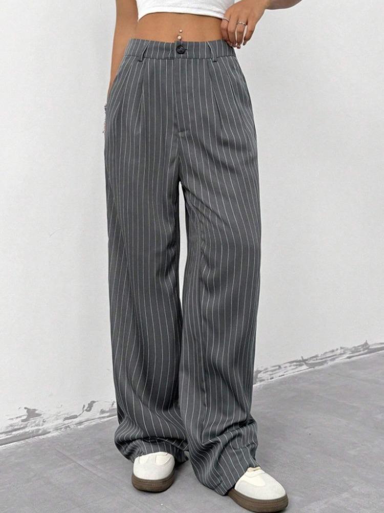 2026 New Loose Wide Leg Pants Women Striped Casual Trousers Loose Fit Long Pants Fashion Elegant Office Ladies Simple Long Pants