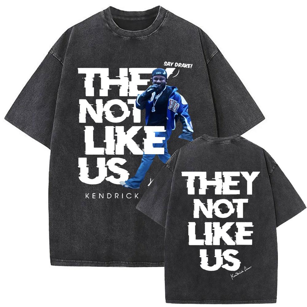 Limited Rapper Kendrick Lamar They Not Like Us Washed Vintage Tshirt Summer Men Women Hip Hop Oversized Street Crewneck T Shirt