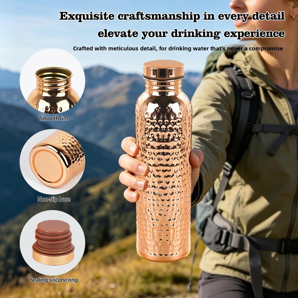 Stainless Steel Cold Water Bottle With Hammered Copper Finish Outdoor Sport Use