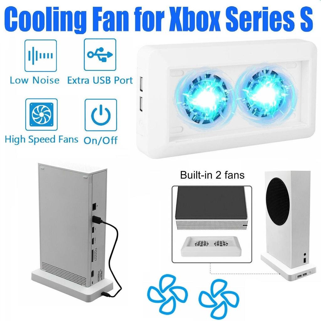 Охлаждающий вентилятор, совместимый с консолью Xbox Series S, вертикальная охлаждающая подставка с 2 высокоскоростными вентиляторами охлаждения и 2 дополнительными портами USB (Только для Xbox Series S)