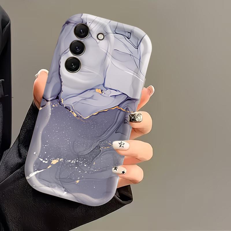 Цветной Мраморный Крем Волнистый Край Чехол Для Телефона Для Samsung Galaxy S26 Ultra S25 S24 S22 S23 Plus FE A56 A55 A37 A36 A27 A26 A16 Чехол