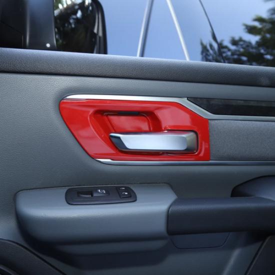 For Dodge Ram 1500 -2025 ABS Red Interior Door Handle Bowl Cover Trim Frame