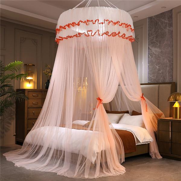 2027 New Dome Ceiling Mosquito Net Fresh Encryption Net Yarn Princess Wind Free Installation Floor Ceiling Mosquito Net high quality