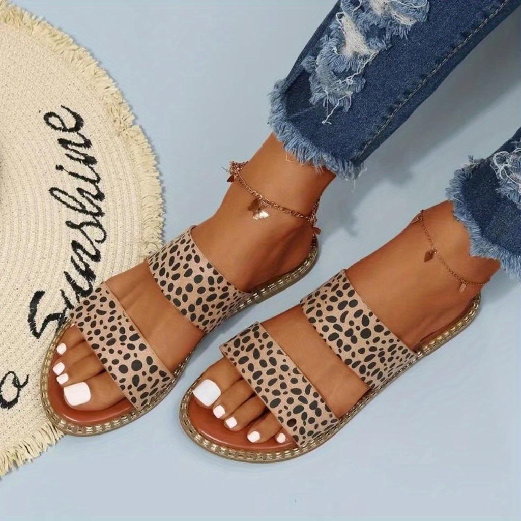 Женские шлепанцы на плоской подошве с двойным ремешком, противоскользящие туфли без шнуровки с круглым носком, универсальные пляжные шлепанцы на открытом воздухе