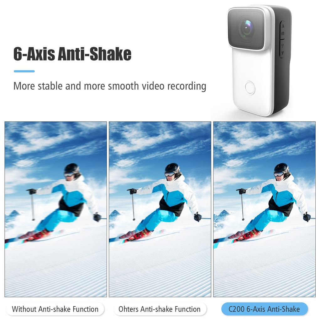 SJCAM C200 4K Mini WiFi Action Camera with 1.28 Inch IPS Screen 5M Body Waterproof 6-Axis