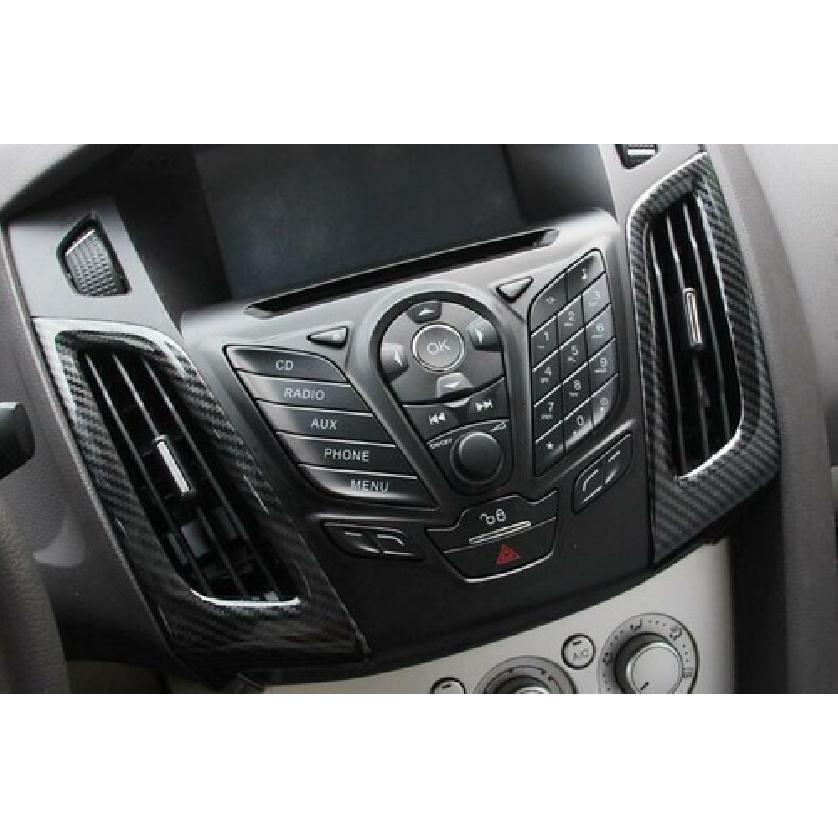 For Ford Focus 2015-2018 Carbon Fiber Central Console Air Outlet Vent Trim 2PCS