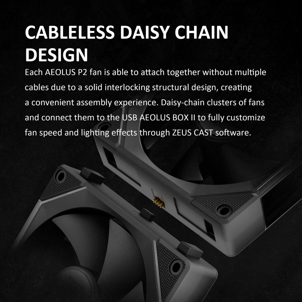 GAMDIAS 120mm ARGB PC Computer Case Fan Cabless Daisy Chain Replaceable Fan Blades Reverse Air Volume 30mm Thickness Infinity Mirror No Controller