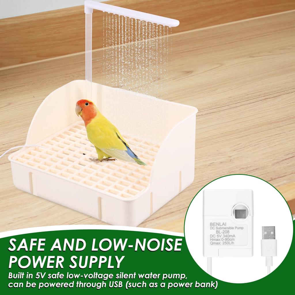 Automatic Pet Bird Bathtub Enduring Parrot Bath with 360 Degree Rotating Shower Head Splashproof pet Shower Cubicle for Cockatoo