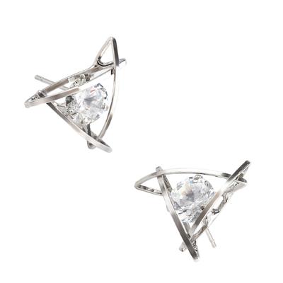 Женские серьги-пусеты с сияющими кристаллами, полые треугольные серьги-гвоздики с цирконом