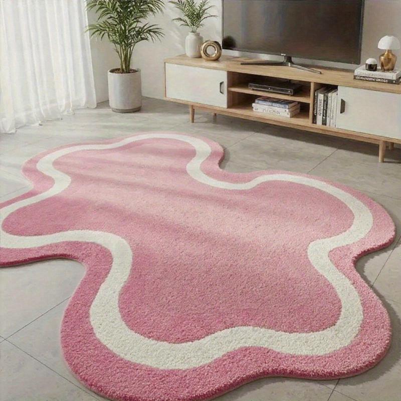 Modern Minimalist Carpets For Living Room Fluffy Soft Study Rug Irregular Shapes Bedroom Decor Pink Carpet Thick Plush Floor Mat