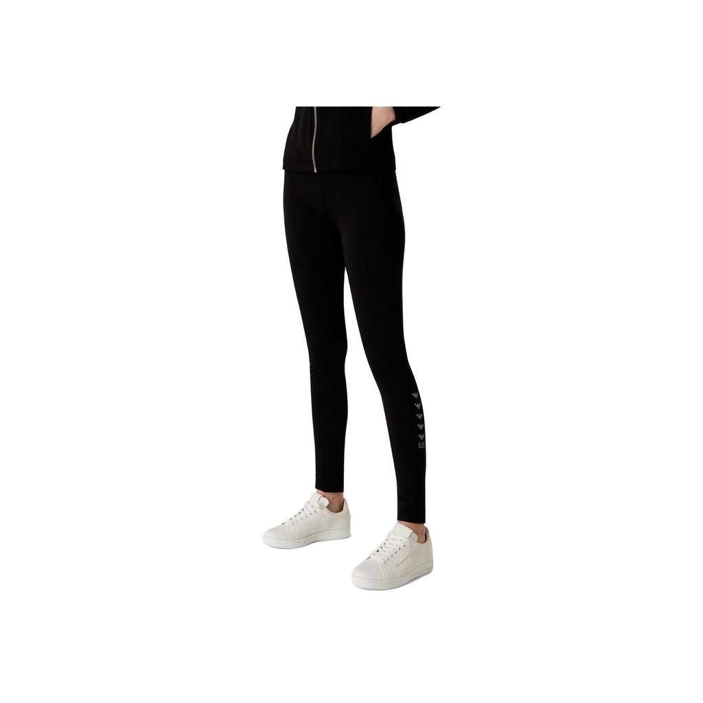 Emporio Armani FW23 Серия EA7 Однотонные Леггинсы с Принтом Логотипа-Буквы Эластичный Пояс Женские леггинсы Черный 6RTP67-TJQNZ-0200