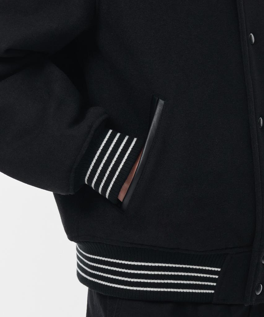 Musinsa Standard Wool Blend Collared Varsity Jacket [Black]