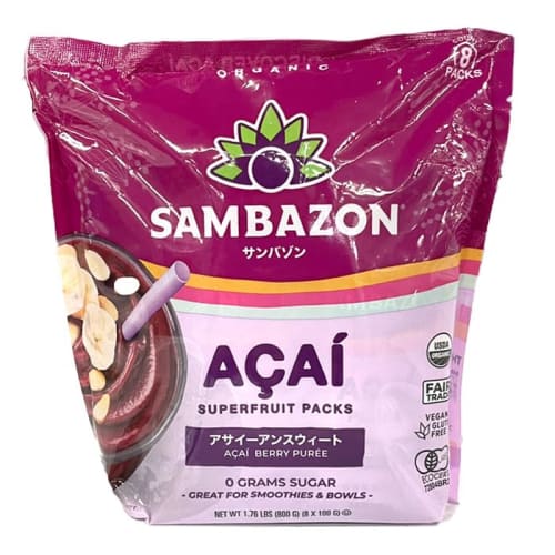 SAMBAZON Unsweetened Acai Smoothie Pack (100g X 4 Bags) X 3 Units