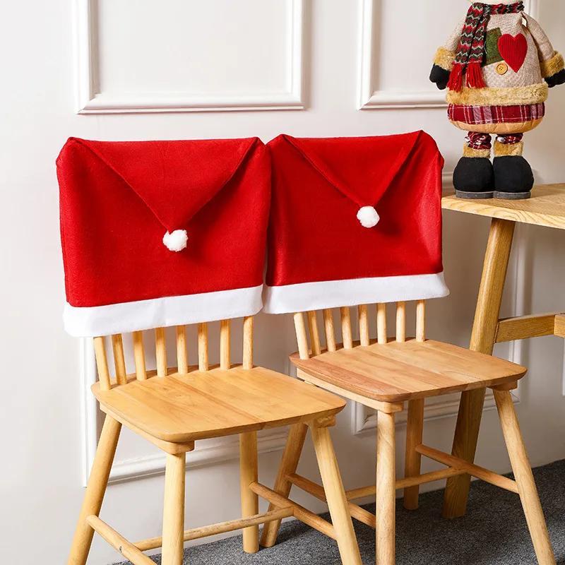 Christmas Chair Cover Red Non-woven Chair Cover Christmas Table Decoration Dining Chair Cover Christmas Party Party Supplies