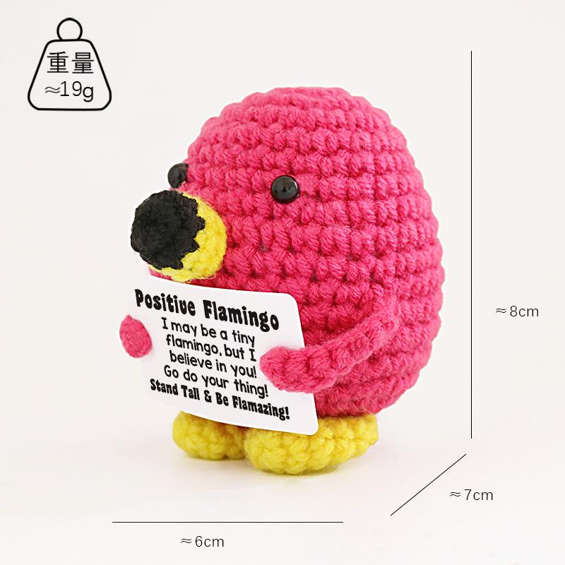 Funny Crochet Positive Inspirational Emotional Support Cat Doll Home Room Decoration Handmade Knitted Cat Desktop Ornament Gift