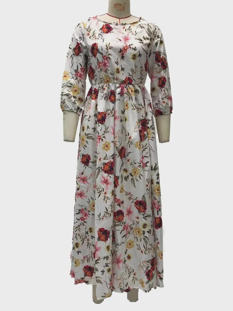 2025 г. шифоновое облегающее длинное платье с цветочным принтом в европейском и американском стиле