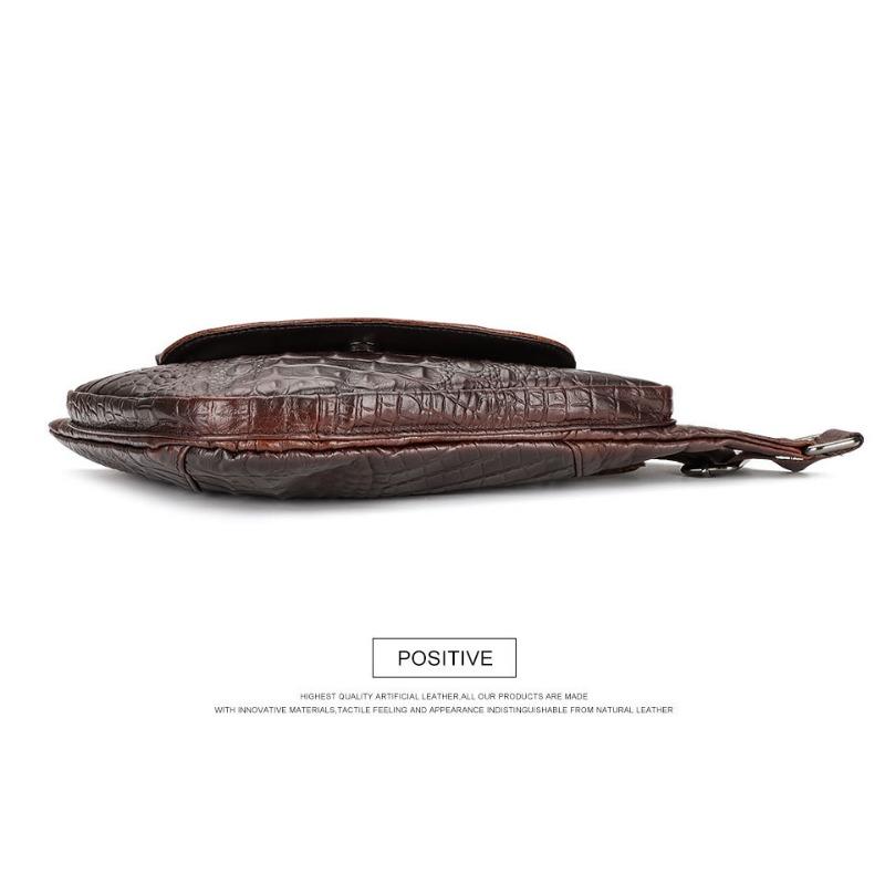 Мужская кожаная нагрудная сумка из крокодиловой кожи с косым узором, повседневная сумка через плечо из коровьей кожи с верхним слоем