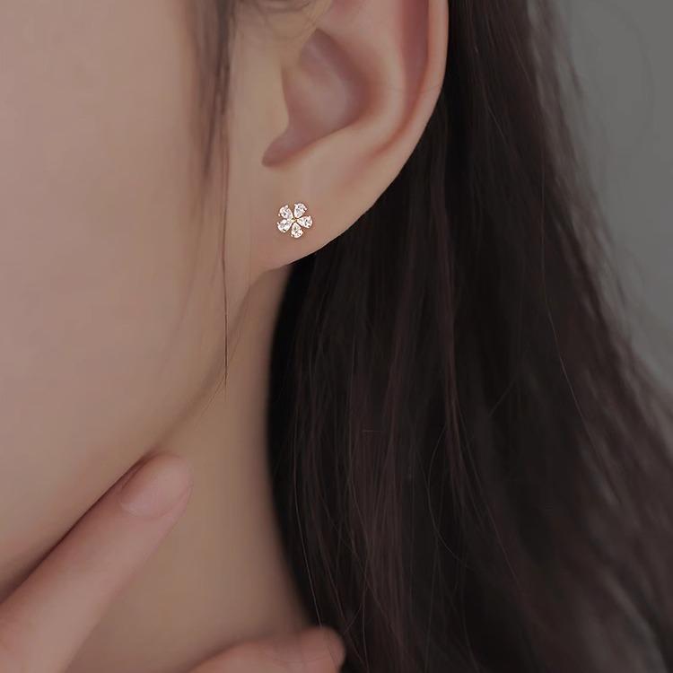 Серьги-гвоздики из серебра S925 с мини-цветами, Алмазные серьги, Маленькие серьги-гвоздики для козелка уха