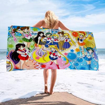 Magical Girl Anime S-Sailor M-Moon Bath Towel Microfiber Soft Water Absorbing Breathable For Girl Kids Decorative Cartoon Towel