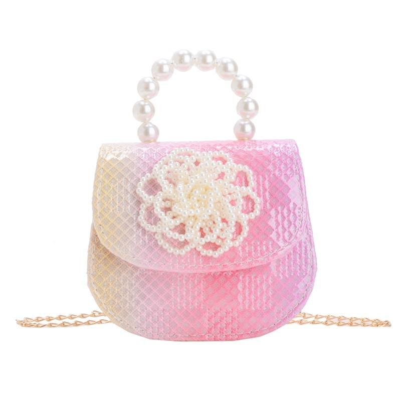 Stylish Princess Shoulder Bag With Pearl Flower Design For Girls And Boys Perfect For Daily Use